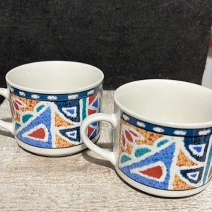2 VINTAGE 1990s meyda stoneware coffee cups Rare Find Perfect Condition